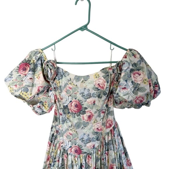 Vintage Jessica McClintock Bridal Rose Print with Rosette Detail Dress size 0 - Picture 3 of 10